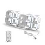 Deeyaple Cyfrowy Zegar Ścienny LED 3D – 25 cm (Biały)