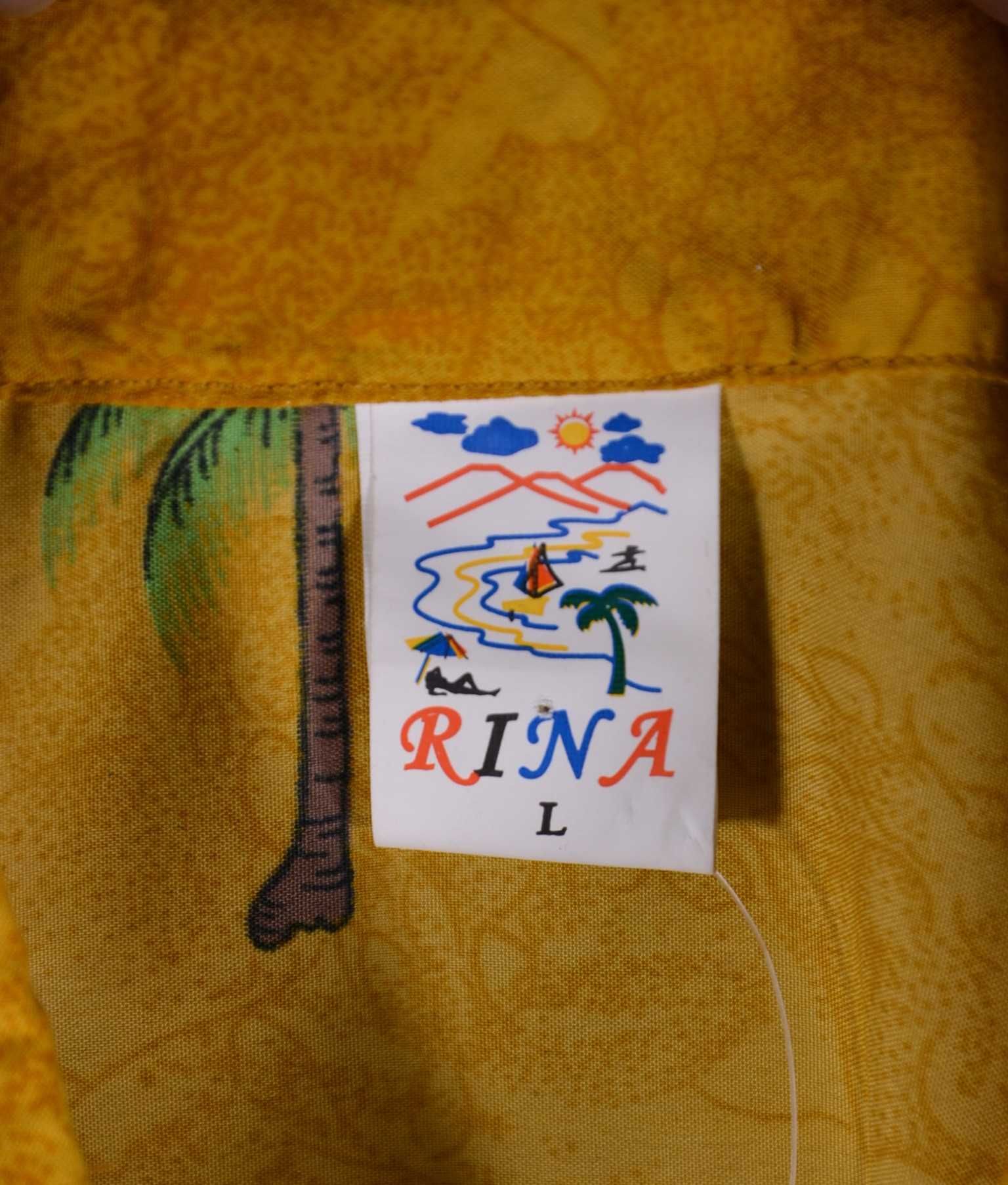 RINA Koszula Męska Hawajska Palmy L Oryginalna Terivoile Super Stan