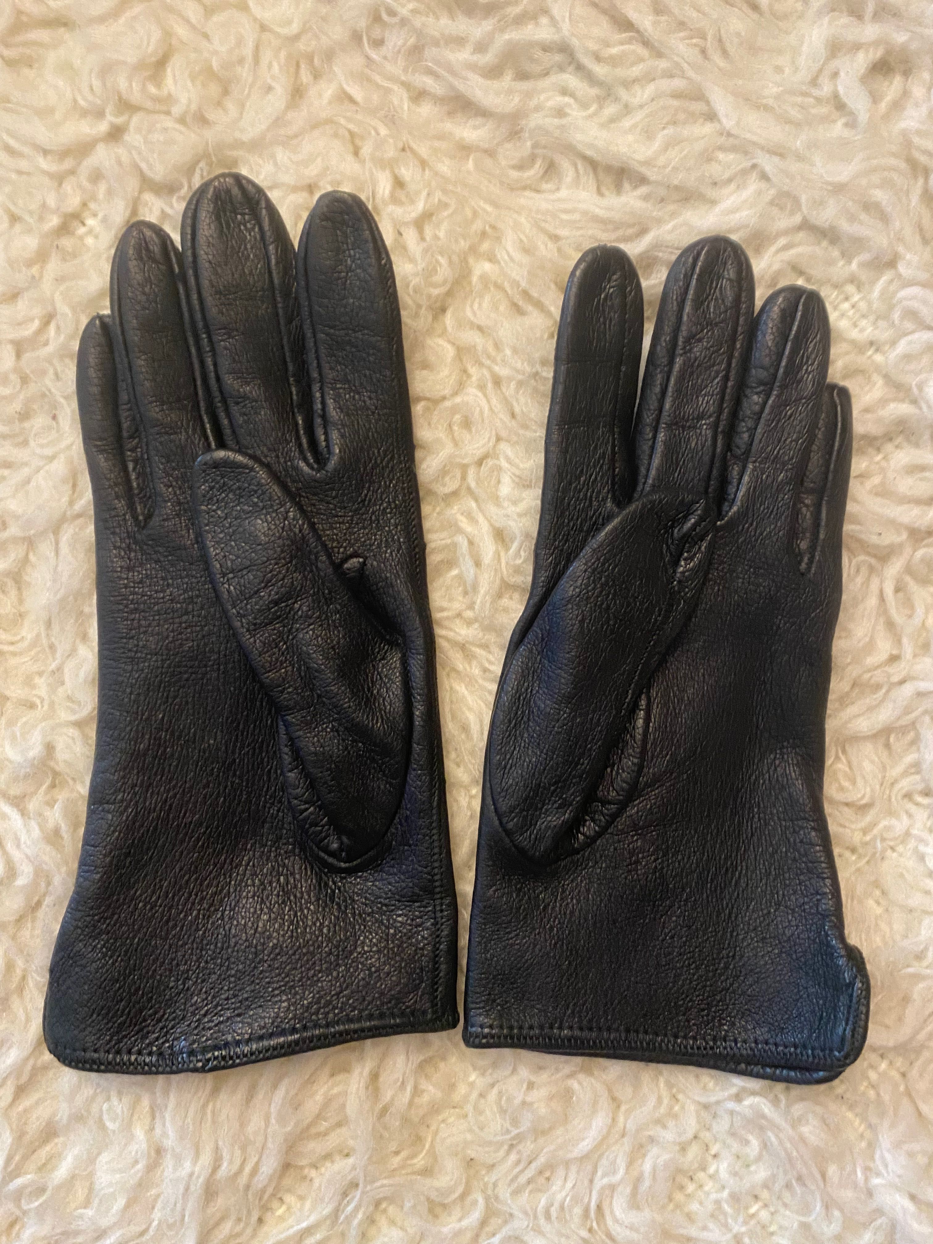 Skórzane rękawiczki damskie, czarne