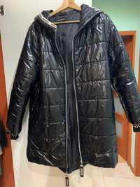 Damska asymetryczna jesienno - zimowa kurtka - płaszczyk