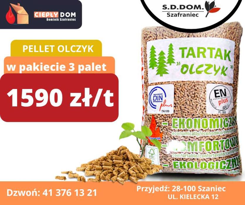 Pellet Olczyk Pakiet 3t - darmowa dostawa do 20km od Szańca!