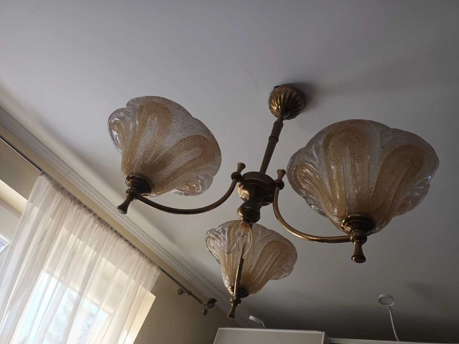 Żyrandol szklany, lampa wisząca klosz kwiat