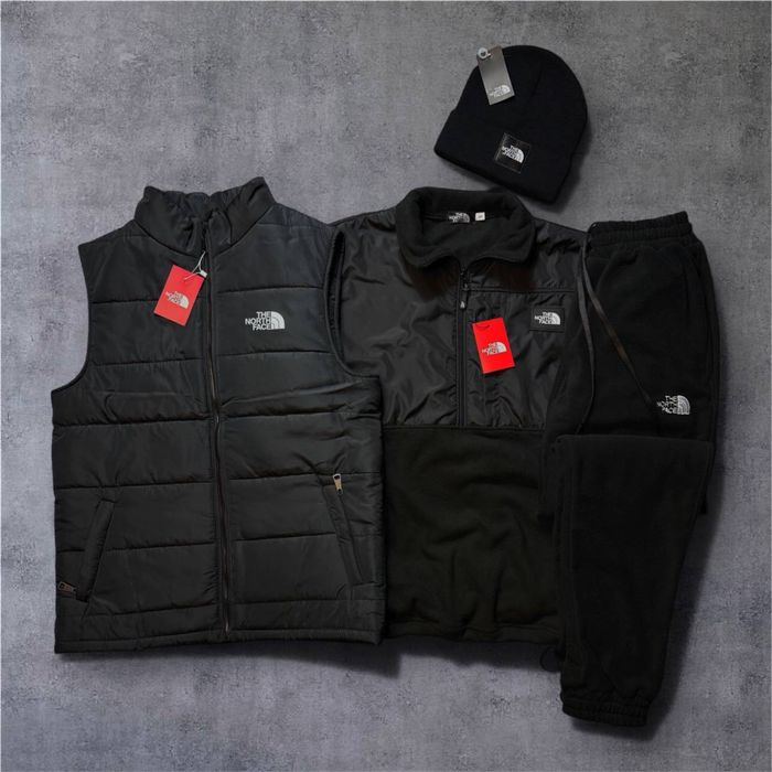 Зимовий комплект The North Face 3в1 | костюм фліс + жилетка + шапка