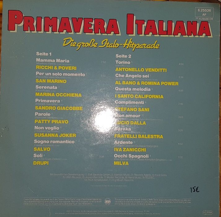 Disco Vinil «Primavera Italiana»