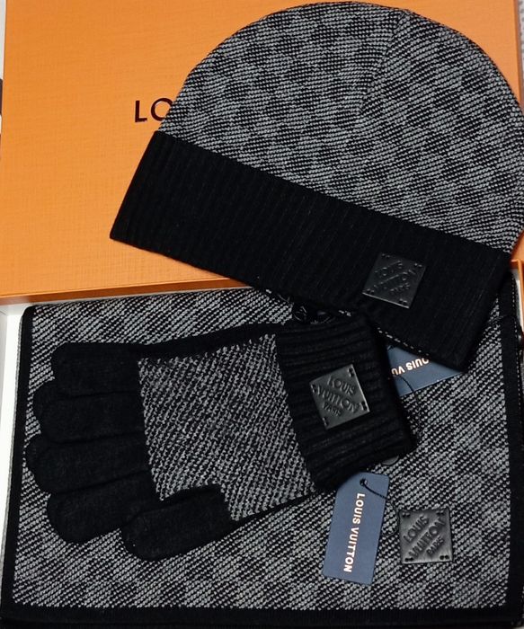 Zestaw komplet LV czapka szalik rękawiczki Louis Vuitton