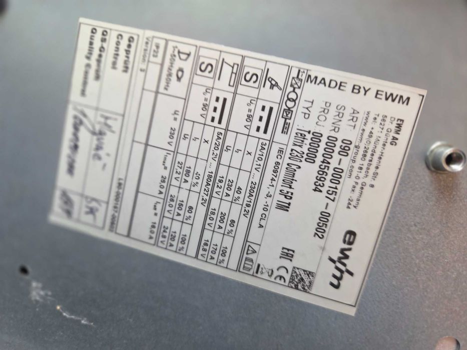 ewm tetrix 230 dc spawarka tig plus uchwyt i masa, stan bdb