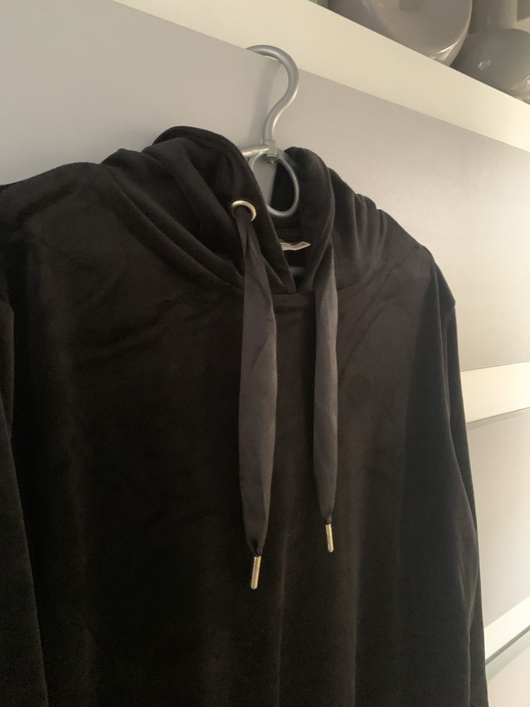 Bluza welurowa czarna-tunika/ dres