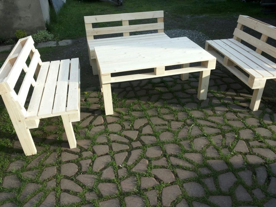 Meble ogrodowe z palet,komplet wypoczynkowy,stół, ławka. Transport
