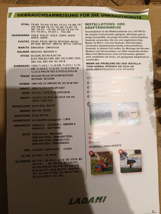 Szczotka do kosy spalinowej