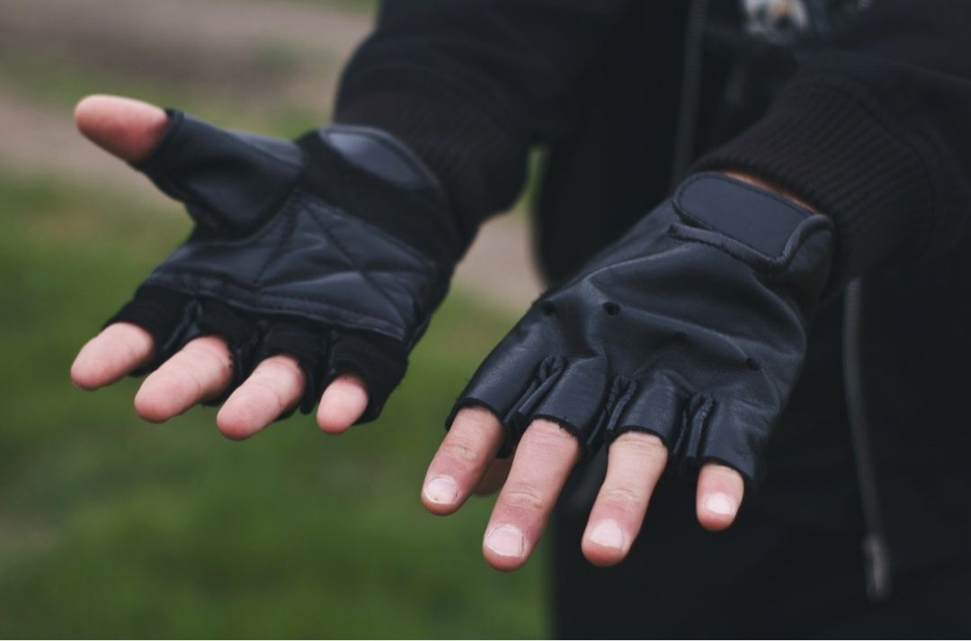 Тактические кожаные перчатки без пальцев XL
