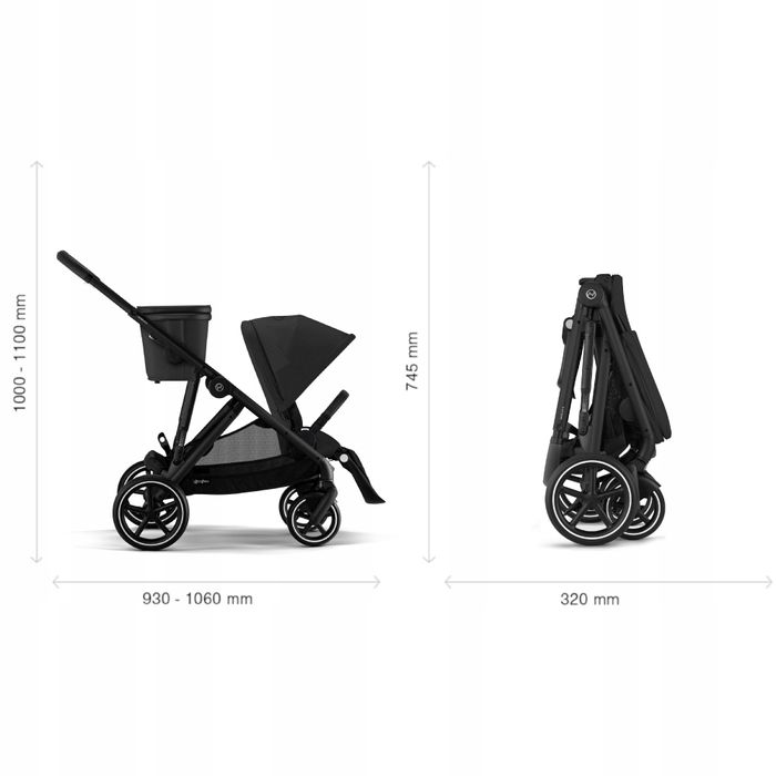 cybex gazelle s 2.0 wózek spacerowy z opcją bliźniaczego  moon black