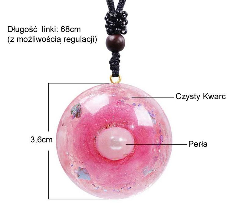 Piękny Naszyjnik Prawdziwa Perła Kwarc Różowy Prezent Orgonit
