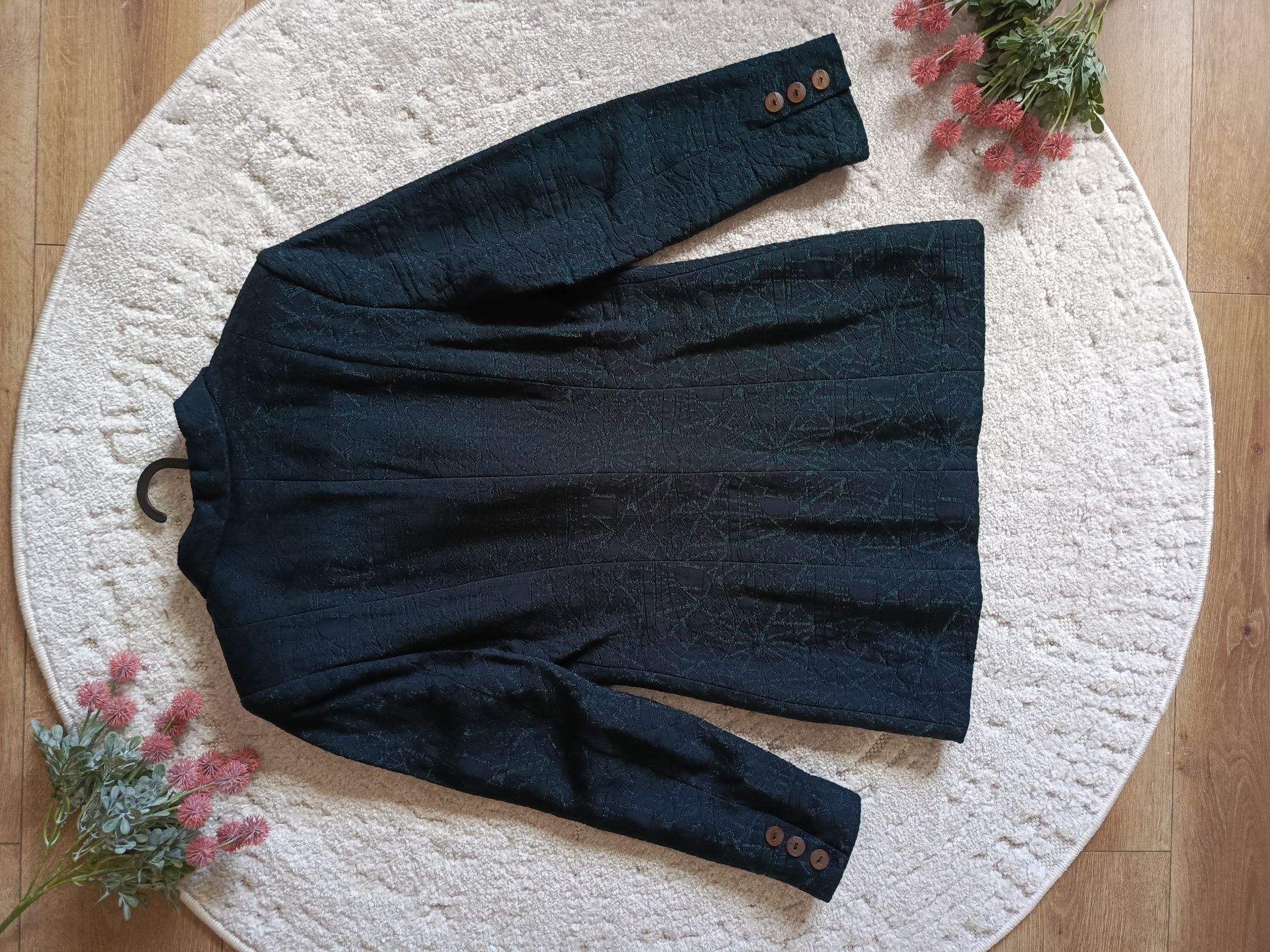 marynarka elegancka czarna żakardowa vintage Idem rozmiar 38