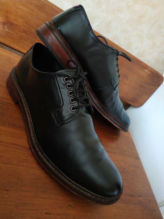 Мужские кожаные черные туфли Thomas Partridge броги 46 размер (31 см)