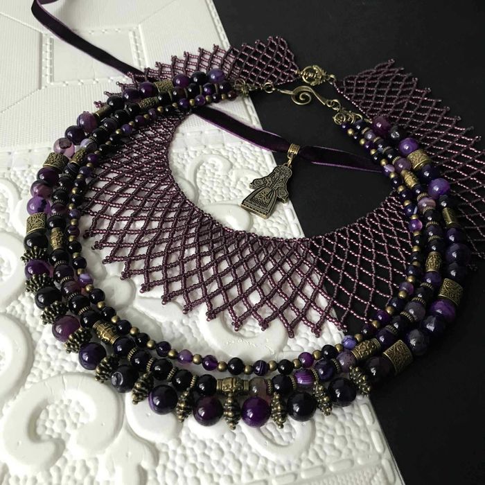 Набір прикрас в національному стилі "Лавандова ніч"