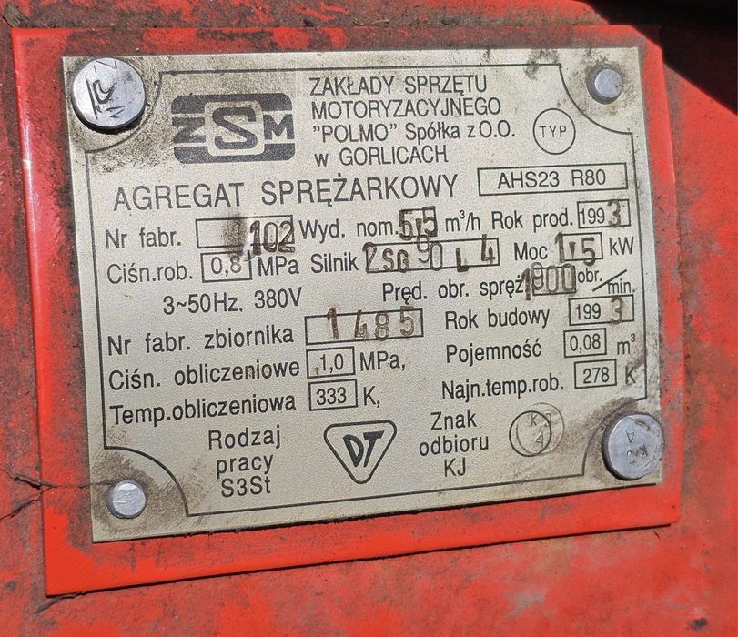 Agregat, Kompresor POLMO AHS23 R80. olejowy 380V