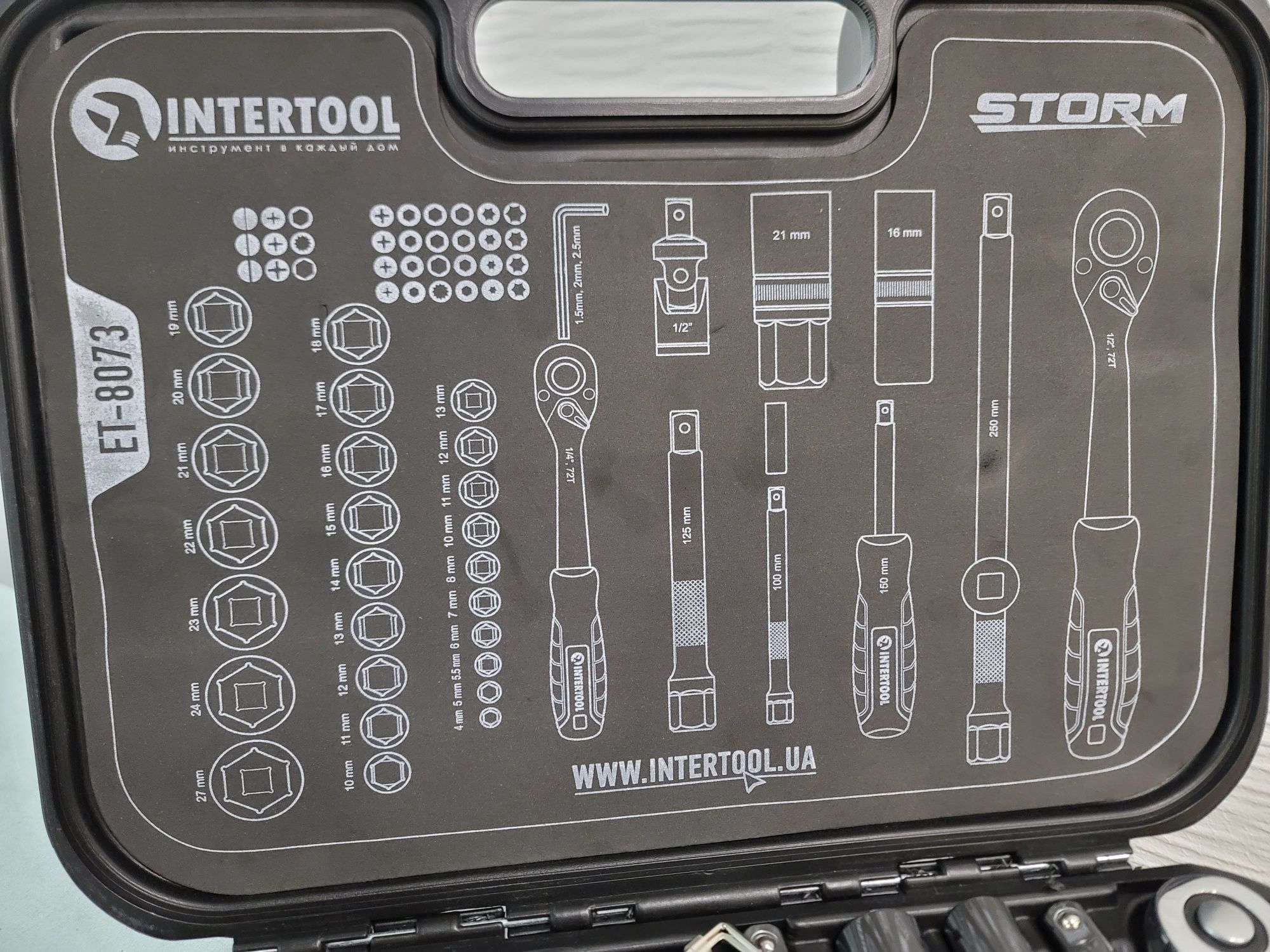 Профессиональный набор головок инструментов  Intertool Storm ET-8073