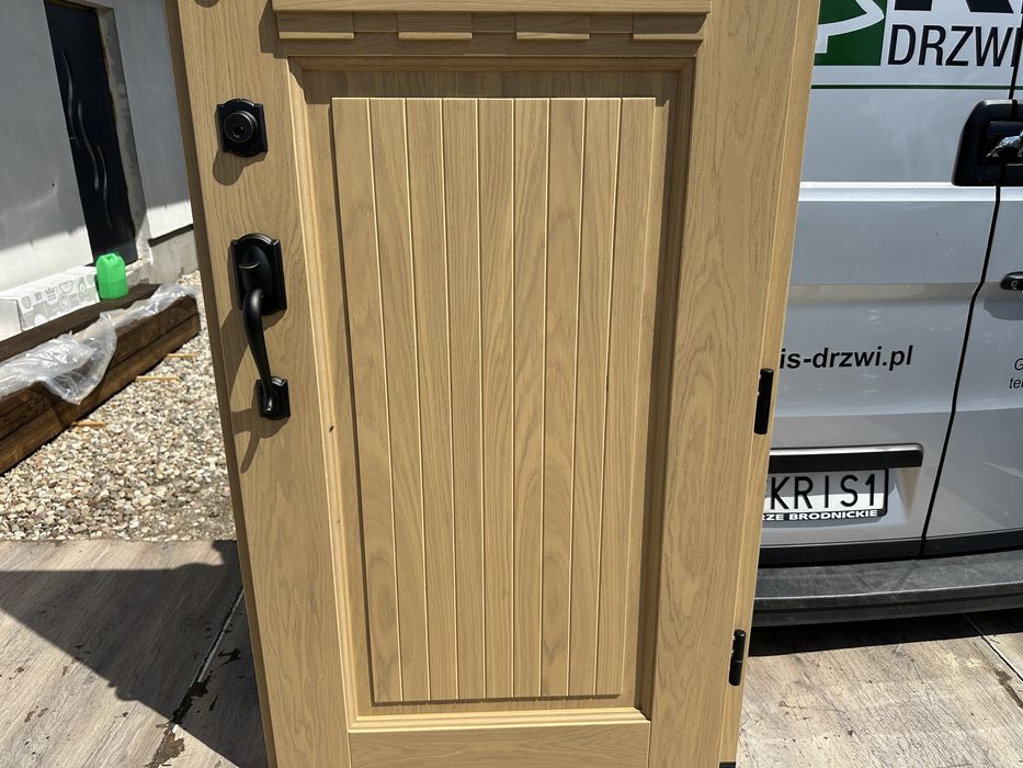 Drzwi wejściowe zewnętrzne drewniane Amerykańskie schlage Montaż PL