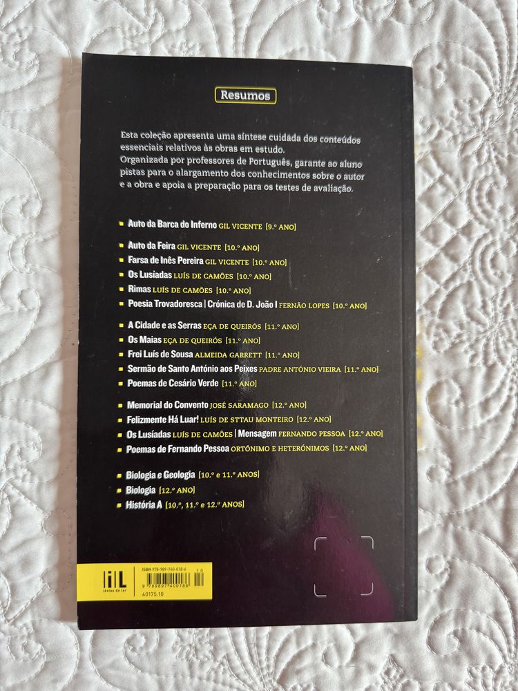 livro de resumos “Auto da Barca do Inferno” 9 ano