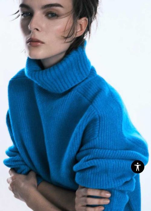 Трендовый свитер ZARA длинный рукав/высокий воротник Оверсайз S идеал!