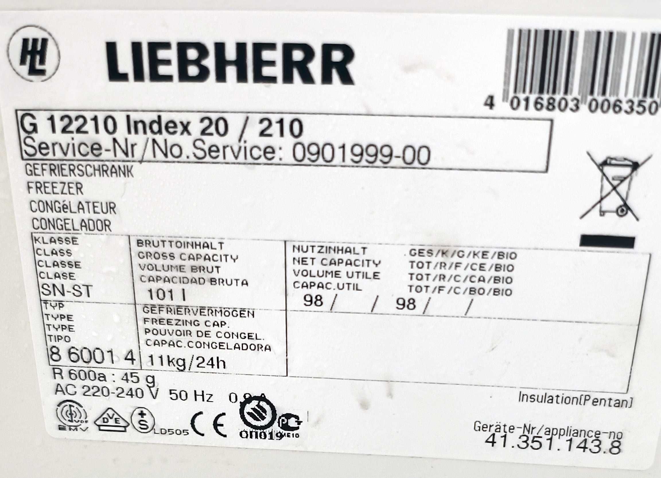 Морозильная камера Liebherr G12210