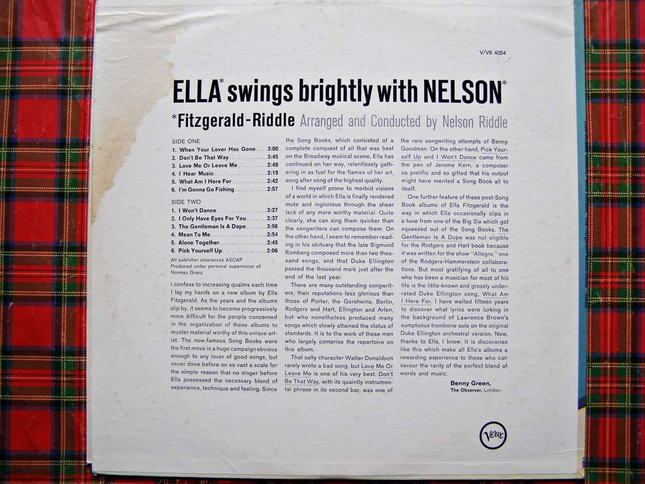 Ella Fitzgerald - Swings brightly with Nelson 1st USA Press ! EXC +