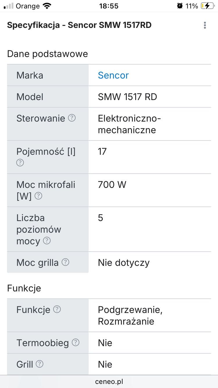 Mikrofalówka SENCOR SMW 1517RD