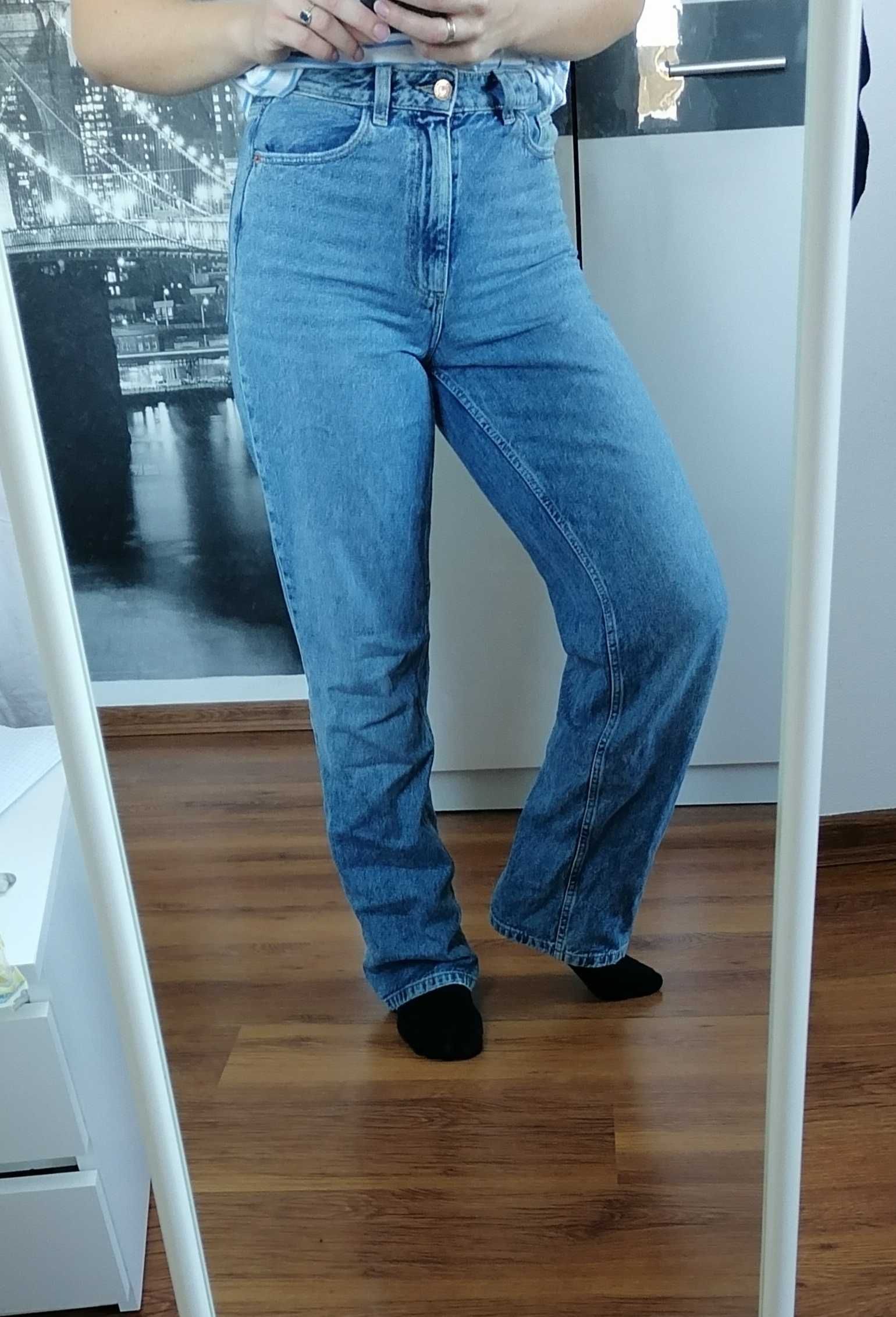 Wide leg House szerokie Jeansy  spodnie straight r 36 wysoki stan