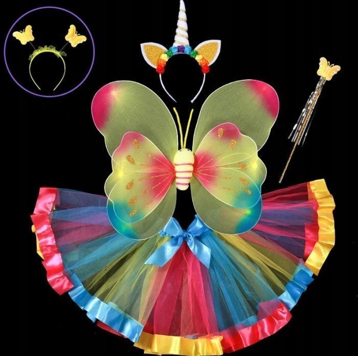 strój kostium przebranie motyl jednorożec wróżka 5w1