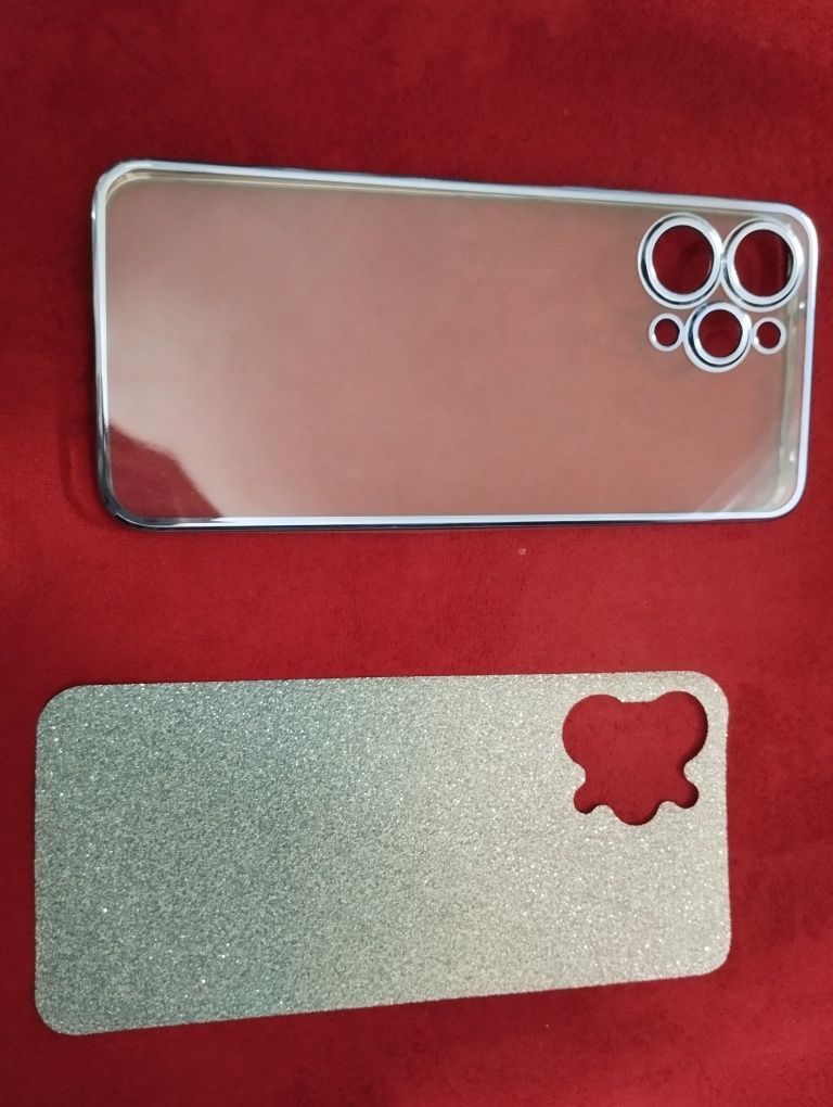 Capa silicone com rebordo azul+ fundo glitter compatível com redmi 12