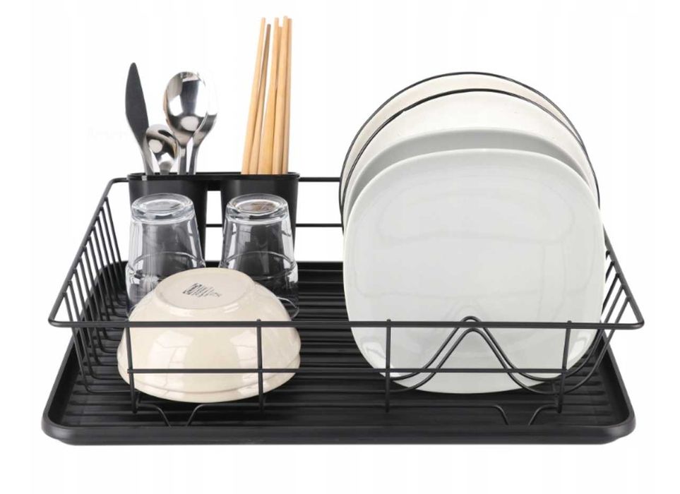 SUSZARKA DO NACZYŃ ociekacz czarny z tacką