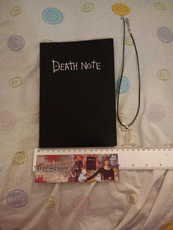 Death note caderno + colar + marcador + caneta pena