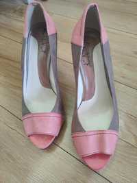 Czółenka różowe rozmiar 39 buty na obcasie bez palców  Kati