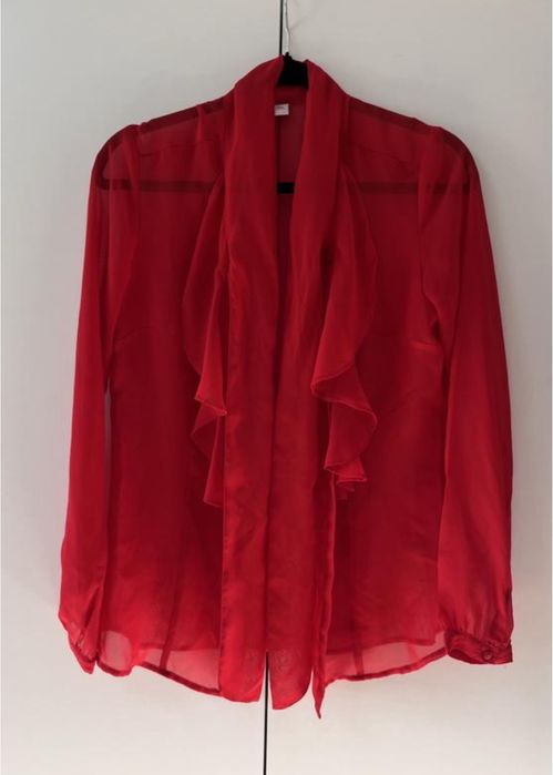 блуза прозора з воланами, червона, s.Oliver