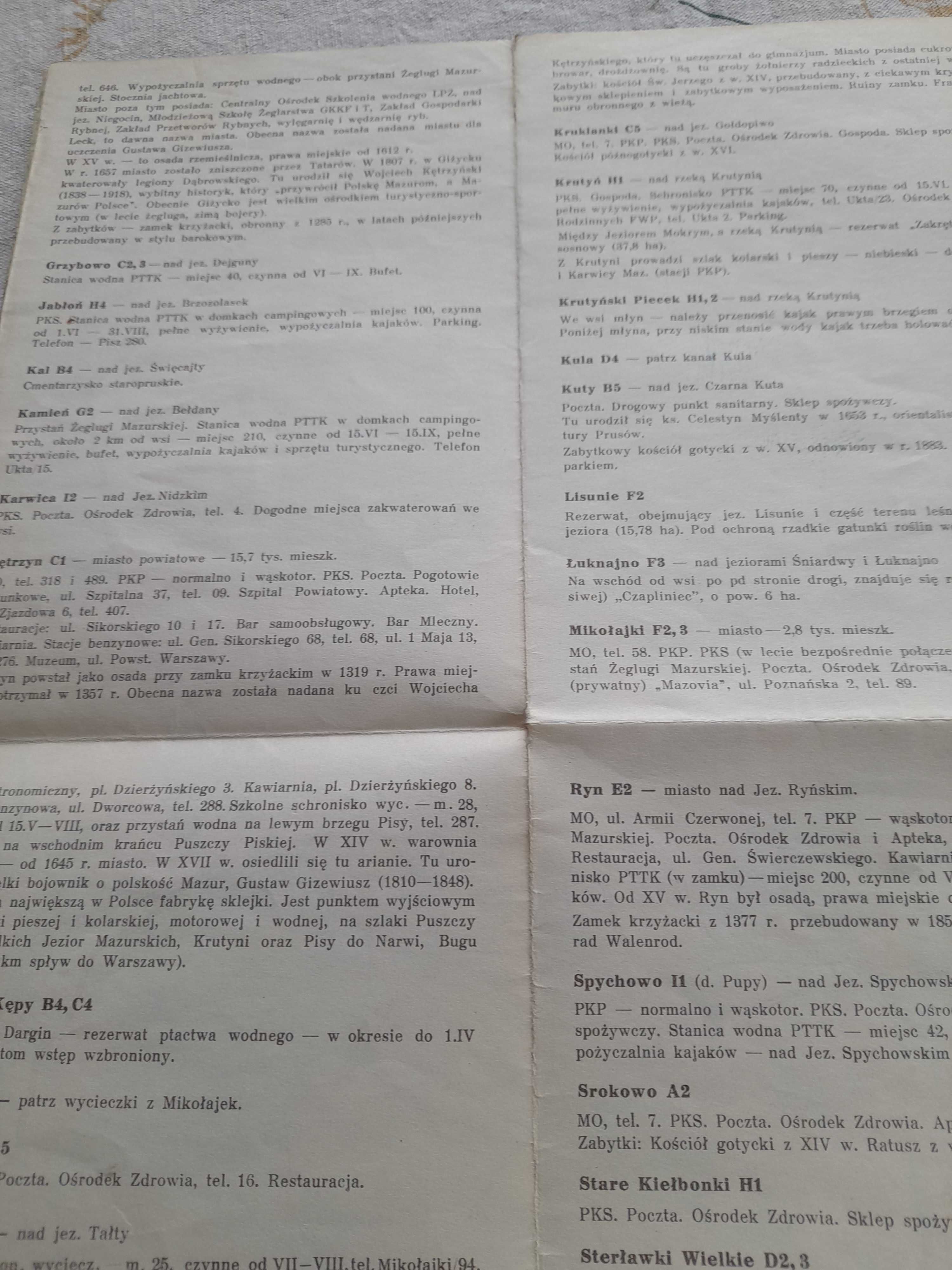 Mapy Wielkie jeziora mazurskie stare lata  1960 - 70