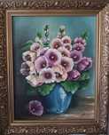 Obraz olejny Malwy w pięknej zdobionej drewnianej ramie -50,5 cm/ 60,5