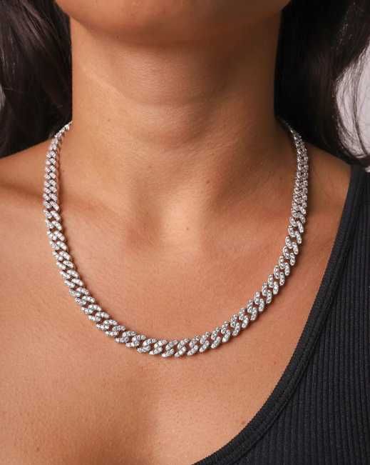 Colar de Corrente Cubana de Miami 8 mm- Joias Hip Hop de Brilhantes CZ