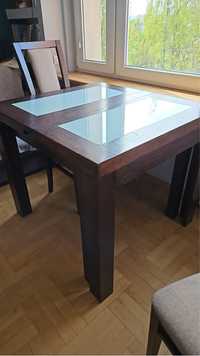 Stół drewniany rozkladany + krzesla
