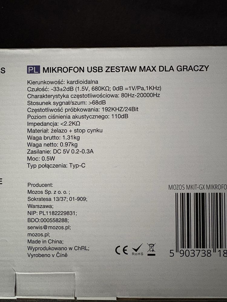 Mikrofon Mozos MKIT-GX Kardioidalny