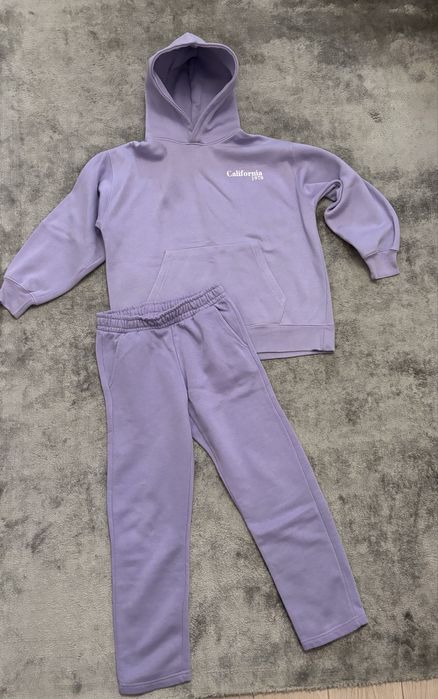 Zara fioletowy dres 152 bluza z kapturem i spodnie