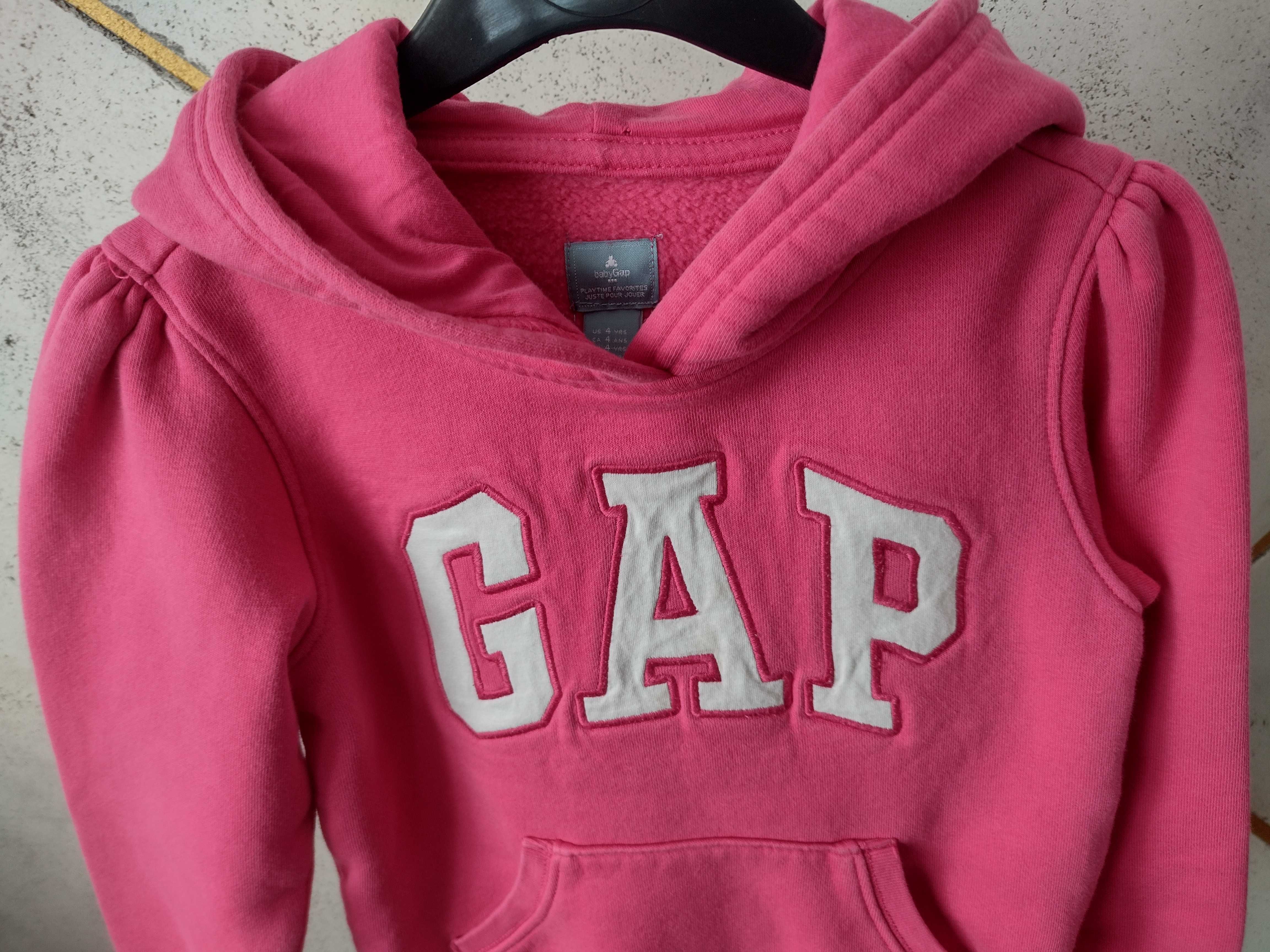 Bluza z kapturem GAP rozm. 110 różowa bufki