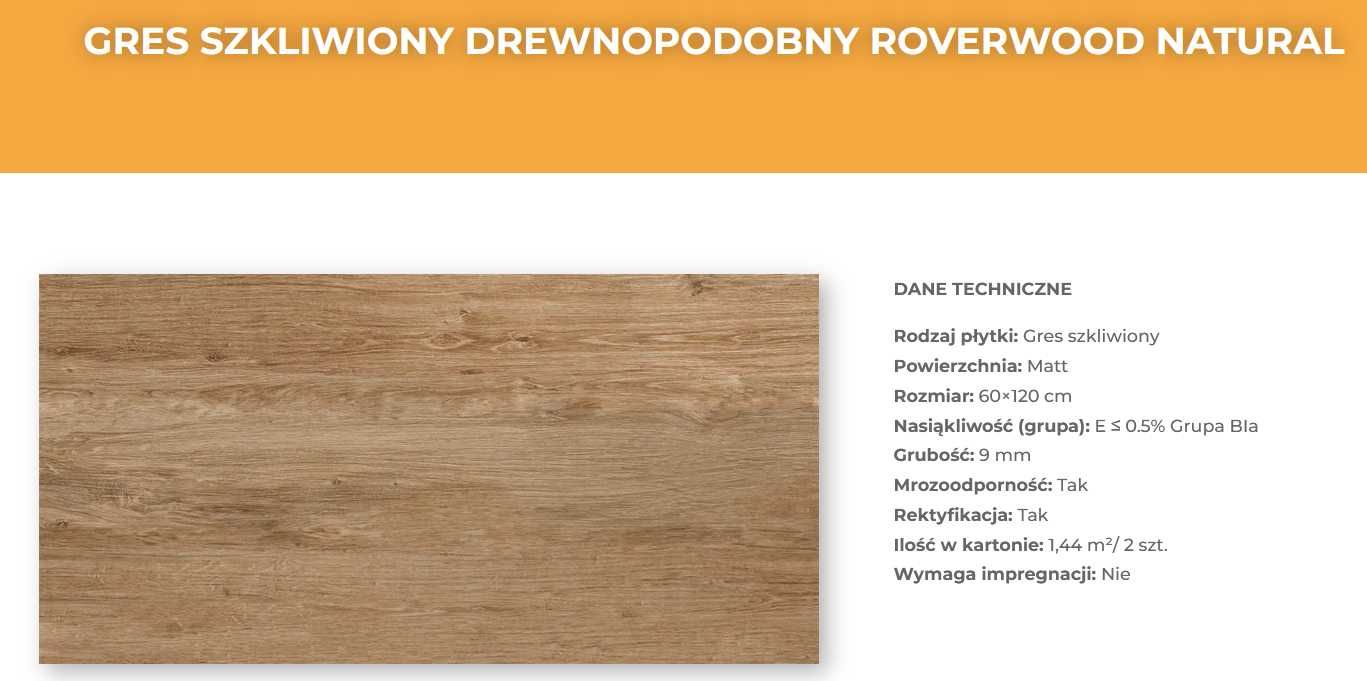 Płytki drewnopodobne NETTO 60x120 Roverwood Natural 2paczki (4szt).