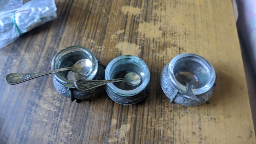 Солонка-горчичница мельхиор