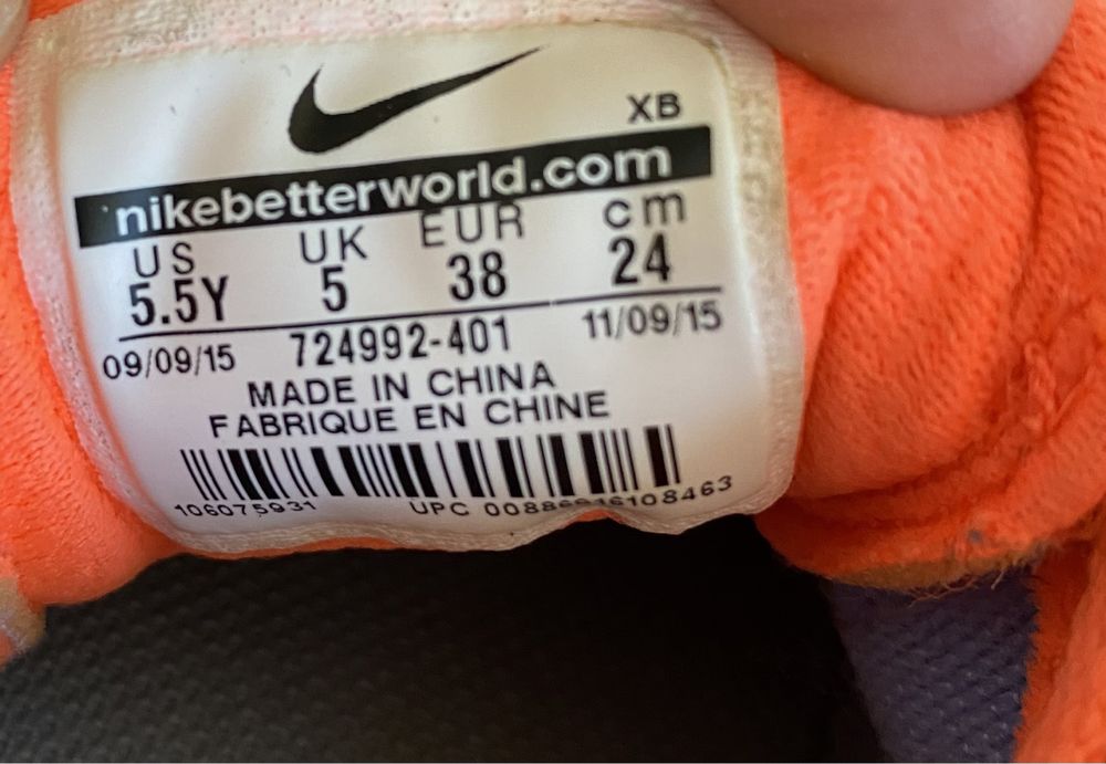 Niebiesko pomarańczowe buty sportowe Nike do biegania rozmiar 38