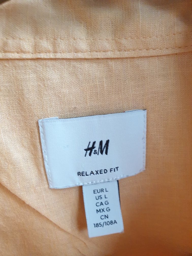Pomarańczowa koszula lniana L H&M