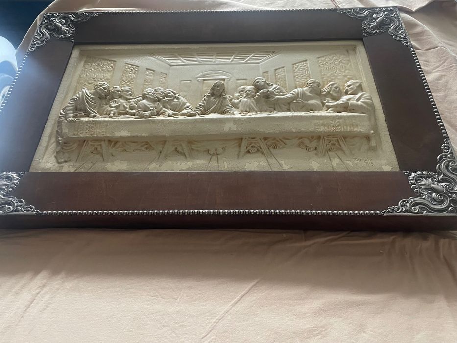 Quadro ceia de Cristo aplicações de prata
