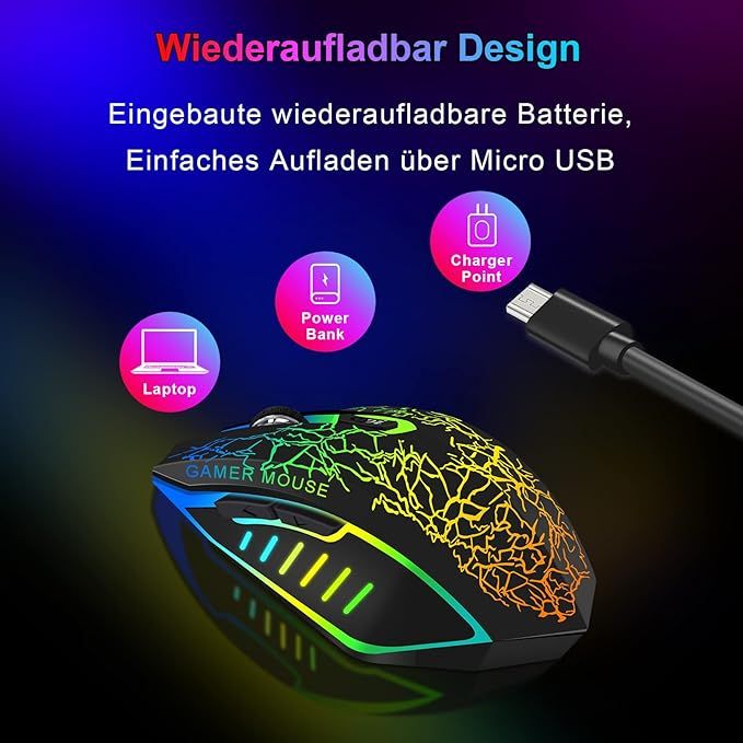 bezprzewodowa mysz do gier usb rgb vv