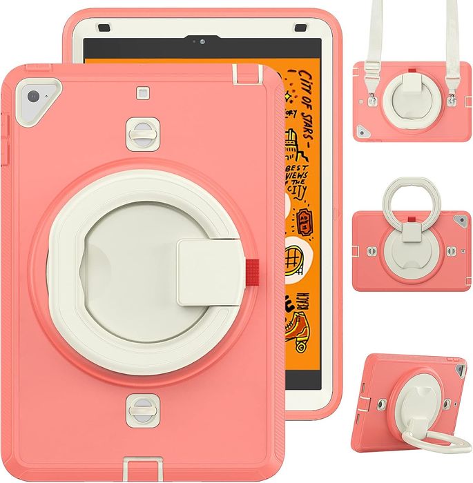 Etui do iPad Mini 5/4 7.9" Pancerne z Obrotową Podstawką Różowe