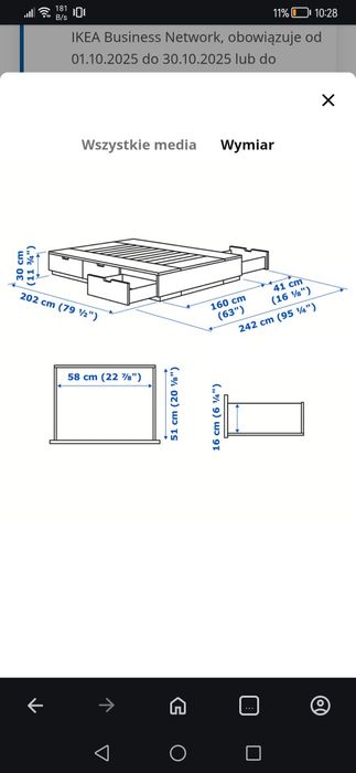 Rama łóżka łóżko NORDLI IKEA 160 x 200