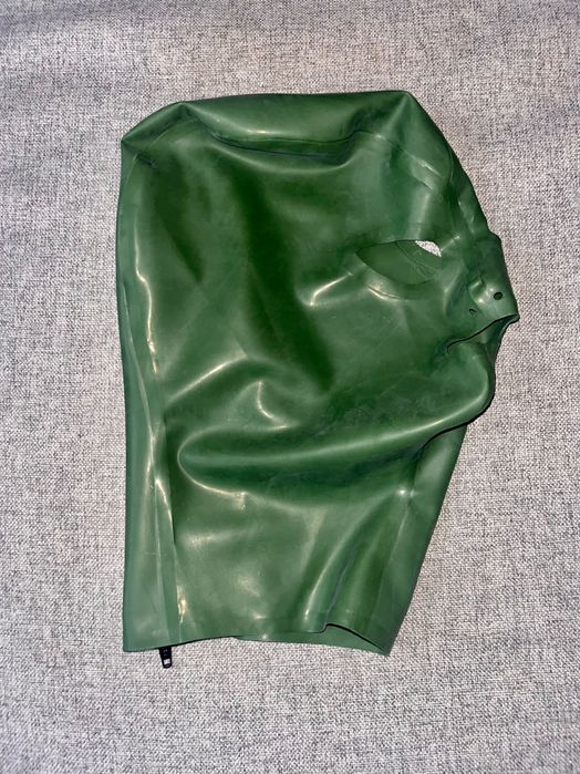 874/ ODRĘKI L Przebranie Teatr maska zielona army green latex lateks